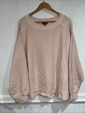 Anybody Waffle Knit Crewneck Sweater Pale Pink new 1x